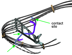 Six-DoF haptic rendering of contact between some Boeing 777 flexible hoses