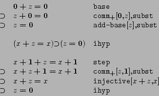 \begin{displaymath}
\begin{array}{cll}
&
\mathbf{0}\boldsymbol{+}z\boldsym...
...ldsymbol{=}\mathbf{0} &
\mbox{\texttt{ihyp}}
\end{array}
\end{displaymath}