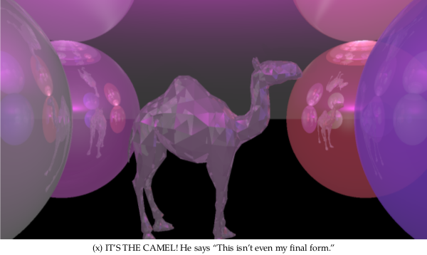 ray traced camel and balloons, produced by TrayRacers using Map/Reduce