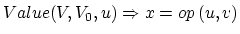 $Value(V, V_0, u)
\Rightarrow x=op\,(u,v)$