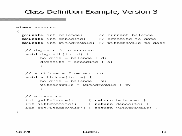 Class Definition Example, Version 3