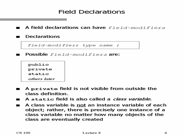 Field Declarations