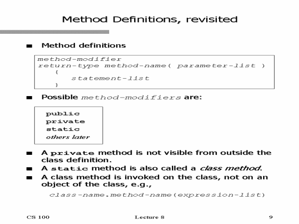 Method Definitions, revisited
