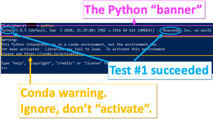 Warning 'This Python interpreter is in a conda environment, but the environment has not been activated' ...