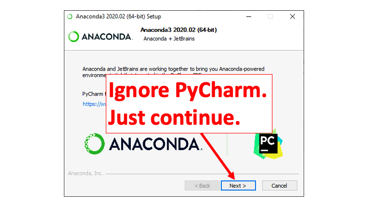 Anaconda3 Installer mentioning PyCharm