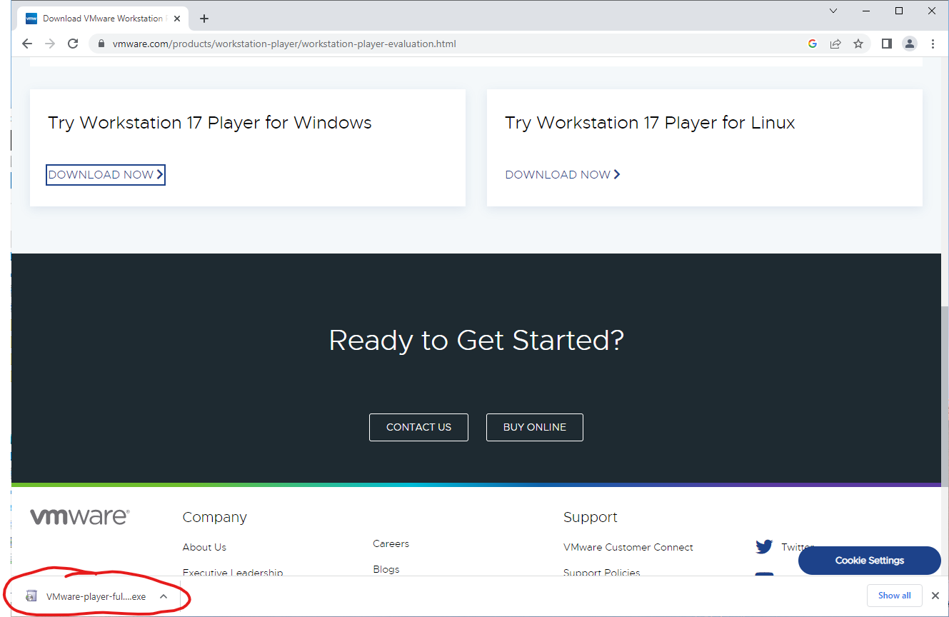 Download VMware Workstation Player