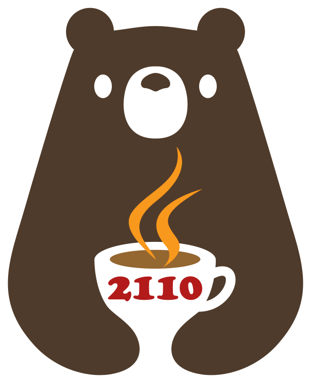 The CS 2110 logo featuring a bear holding a cup of coffee
