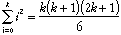 Sum of i^2 from 0 to k+1