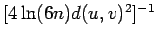 $[4 \ln (6n) d(u,v)^2]^{-1}$