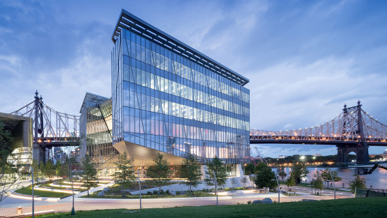 A color photo of a building on the Cornell Tech campus.