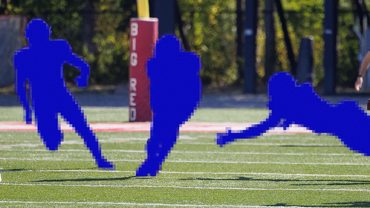 An animated gif showing football players being added to an image.