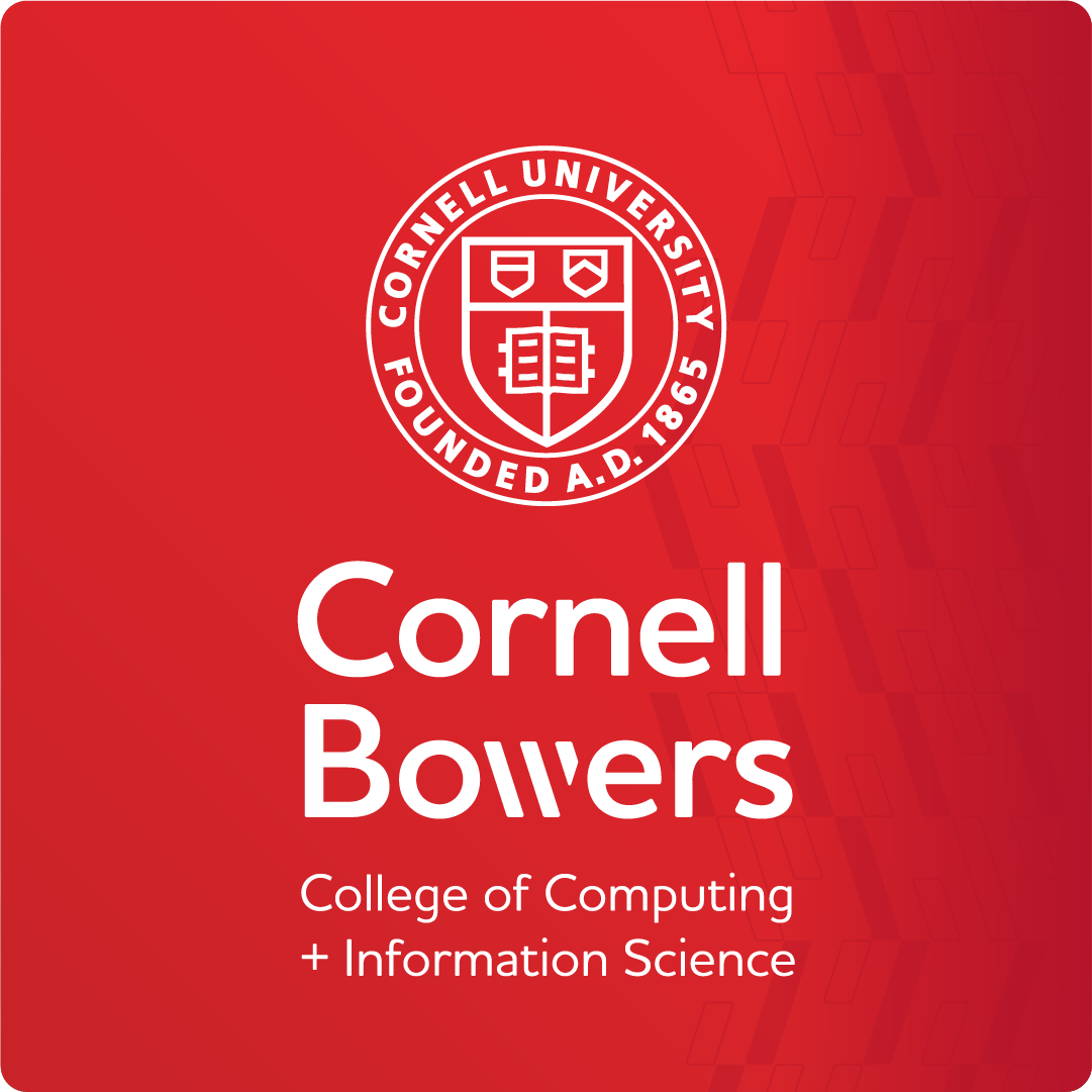 The Cornell Bowers logo in white over a red background.