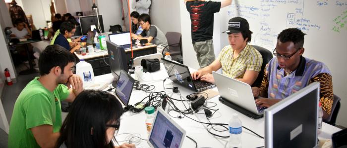 Group of students working on computers