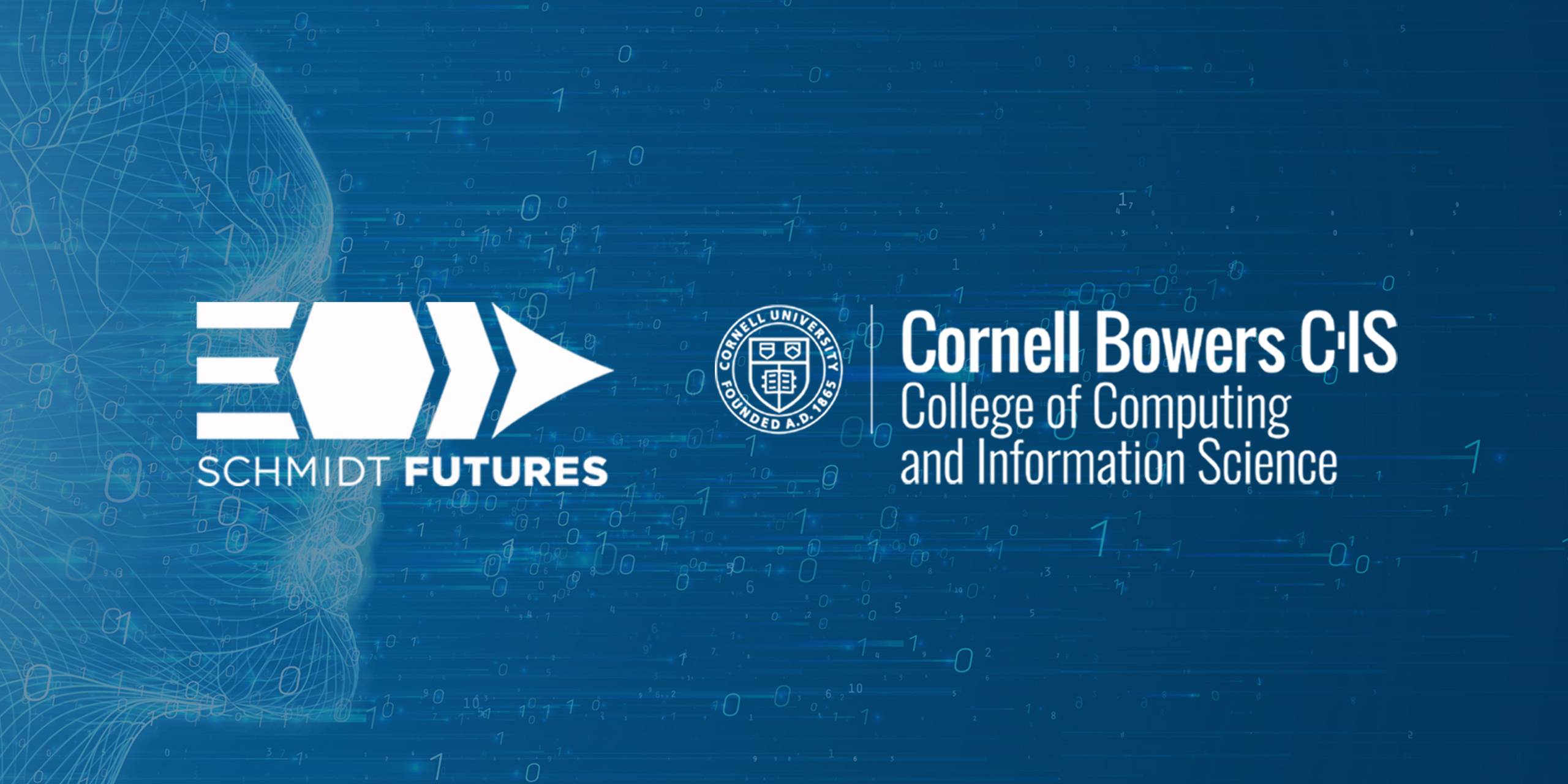 Graphic illustration with the text "Schmidt Futures" and "Cornell Bower CIS."