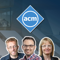 A photo collage of 2 men and 1 woman with the ACM logo
