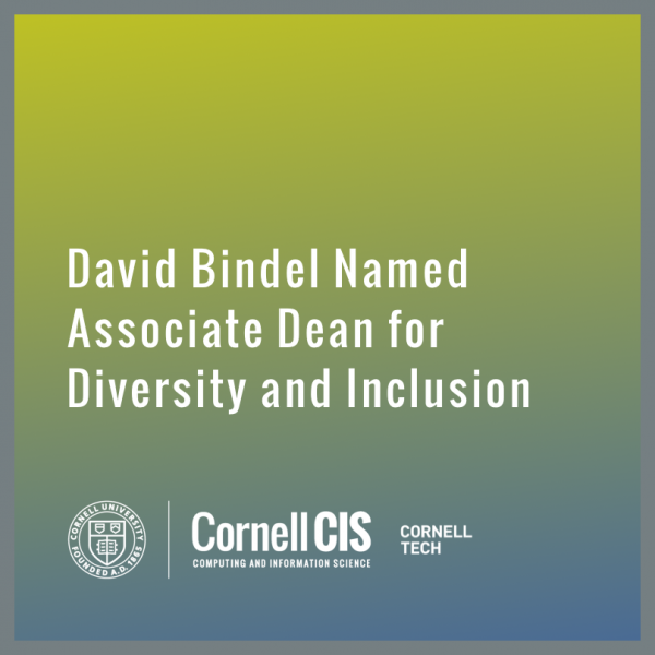 David Bindel Named Associate Dean for Diversity and Inclusion