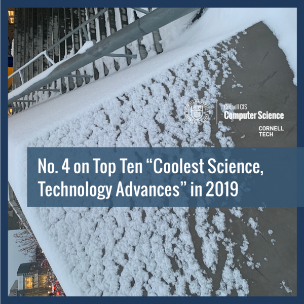 No. 4 on Top Ten "Coolest Science, Technology Advances" in 2019
