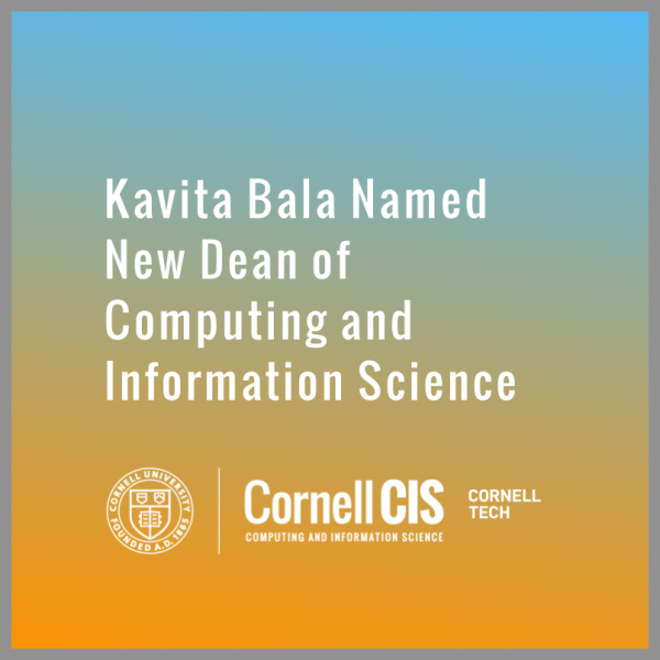 Kavita Bala Named New Dean of Computing and Information Science
