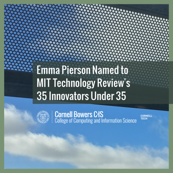 Emma Pierson Named to MIT Technology Review's 35 Innovators Under 35