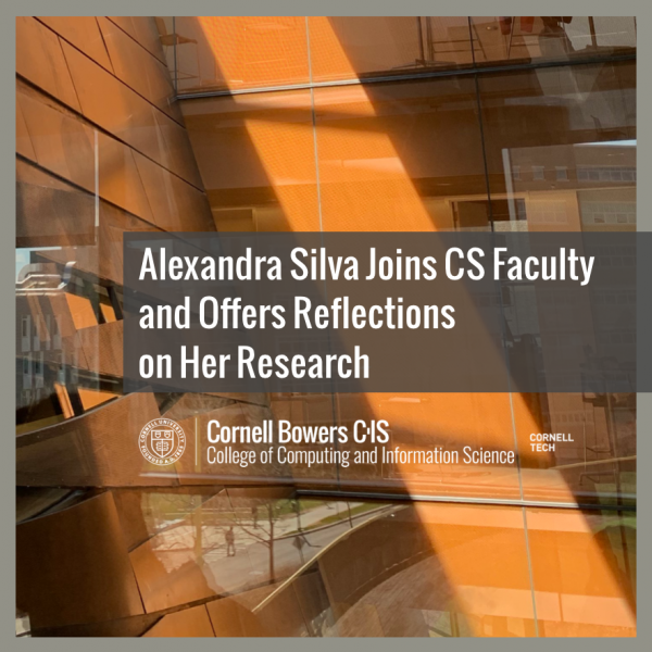 Alexandra Silva Joins CS Faculty and Offers Reflections on Her Research