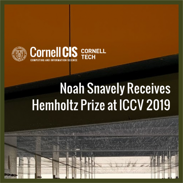 Noah Snavely Receives Helmholtz Prize at ICCV 2019