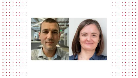 A color graphic showing a photo of a man and a woman.