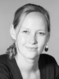 Black and white photo of Kirstin Petersen