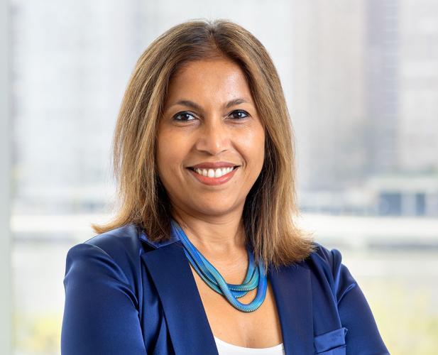 Portrait of Woman in a blue blazer